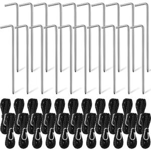 Zhengmy Inflatable Stakes and Tethers Decorations Set - Metal Rope Stakes and Rope Tethers with Hooks - Replacement Yard Inflatable Accessories for Garden, Home, Lawn, Outdoor, Holiday (20 Pack)
