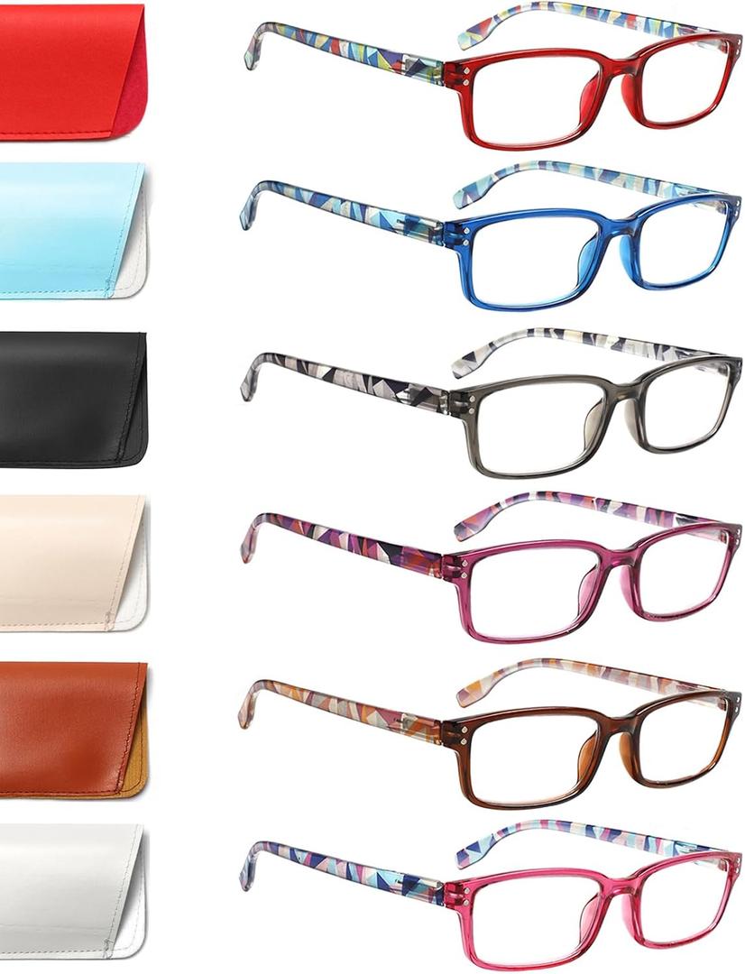 Kerecsen 6-Pack Reading Glasses Blue Light Blocking,Spring Hinge Readers for Men Women,Computer Eyeglasses +1.580
