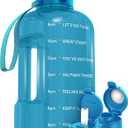 AQUAFIT 1 Gallon Water Bottle With Time Marker - Straw & Chug Lid - BPA Free Big Jug With Handle - Motivational Gym Bottle (128 oz, Aqua)