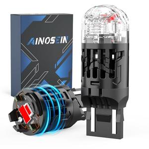 AINOSEIN 7443 LED Bulb Red 30W High Power, 7443 7440 T20 W21W 7444NA Replacement Bulbs, Brake Light 12V Built-in Resistor Anti Hyper Flash, Turbo Cooling Fan ＆ Plug and Play