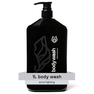 Black Wolf Salicylic Acid Body Wash for Men, 1 Liter - Men's Acne Body Wash - Charcoal Helps Reduce Acne Breakouts & Cleanse Your Skin - Full Coverage & Deep Clean Treatment - Men's Bodywash (33.8 Fl Oz (Pack of 1))