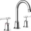 Classical 8 inch Bathroom Faucet, Bathroom faucets for Sink 3 Holes, Widespread Brushed Nickel Bathroom Faucet with Pop Up Drain and cUPC Lead-Free Hose (Chrome 1 Packs)
