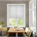 BlindsAvenue Cordless Pleated Window Shades, Easy Install, No Drill No Tools, White, Light Filtering Blinds, Size 34" W x 64" H