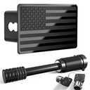 2.5 Inch American Flag Trailer Hitch Cover Plug with 5/8-Inch Pin Diameter Trailer Hitch Lock,2 1/2 Inch Hitch Cover Fits for 2.5 Inch Receivers,Black