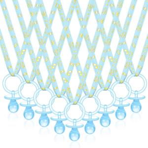 Geiserailie 36 Pcs Baby Shower Pacifiers Necklace Boy Blue Acrylic Pacifiers Necklace Party Favors for Boys Chupones para Baby Shower Gender Reveal Party Decorations Table Scatter