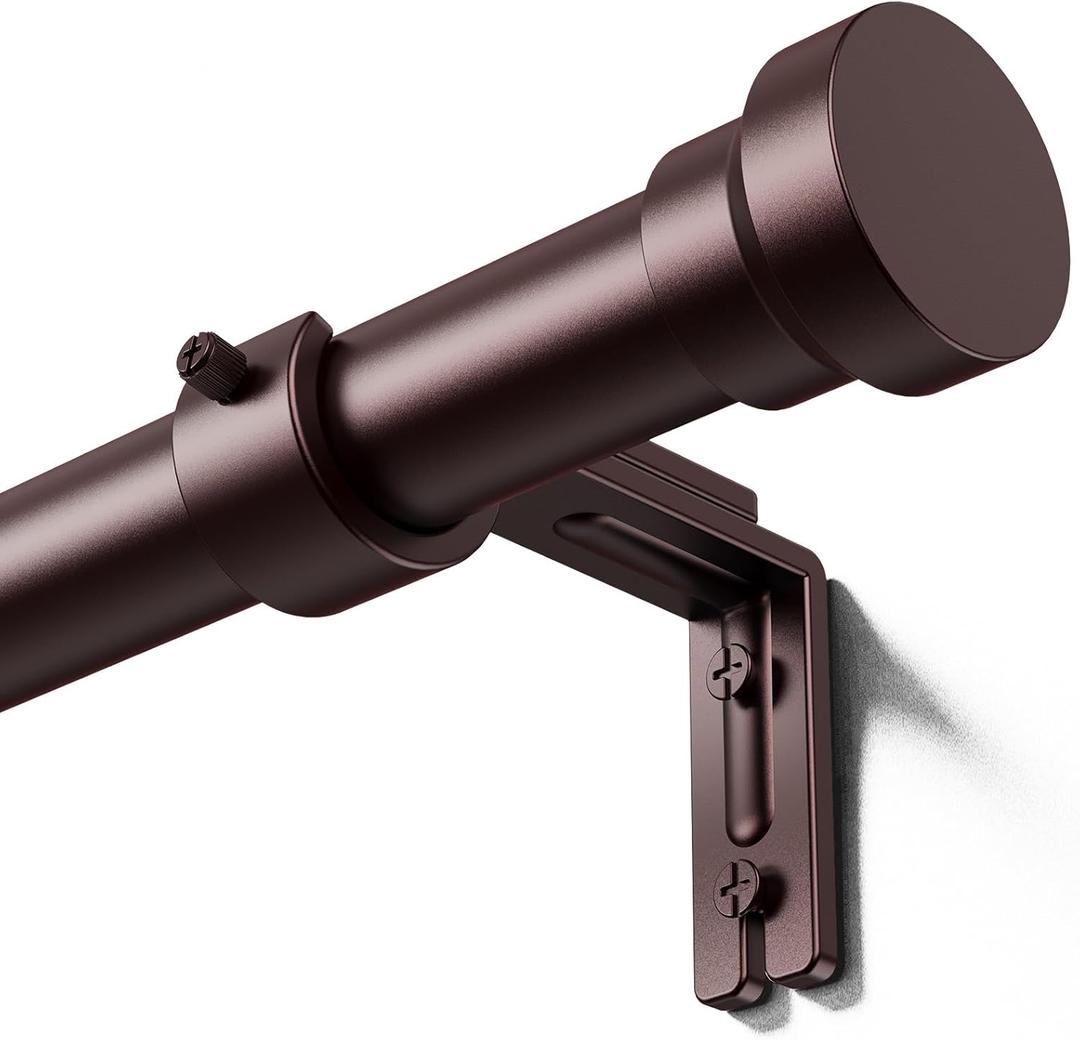 YaFex Curtain Rods 2 Pack 32 to 118 Inch, Heavy Duty 1 Inch Curtain Rod, Bronze Long Adjustable Window Treatment Rods, Modern Design, Easy Installation