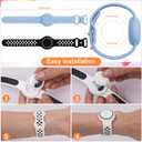 Waterproof Bracelet Compatible with AirTag for Kids (2 Pack), Protective Case GPS Tracker Holder for Child with Full Coverage Hidden Design, Soft Silicone Anti-Lost Wristband Cover for Toddler BWBB (Black White+Light Blue)