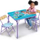 Gabby's Doll House Girls Folding Table & Chairs Set for Kids and Toddlers 36 Months Up To 7 years, Includes: 1 Table (36"L x 24"W x 20"H), 2 Chairs (13"L x 13.5"W x 21"H) Weight Limit: 70 lb