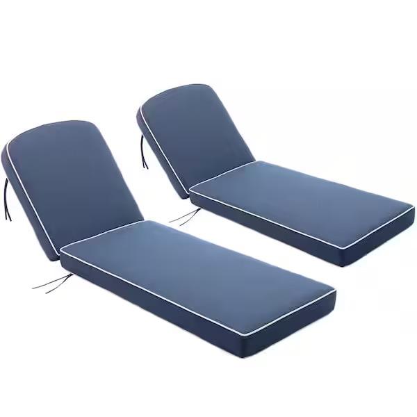 Pelcha 23 in. W x 75 in. D x 5 in. T 2-Piece Outdoor Chaise Lounge Cushion in Blue 