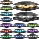 16Pack Solar Post Cap Lights - 8 RGB Color Changing Modes & Multicolor Flow, IP65 Waterproof - for 4x4/6x6 Wood & 4x4/55 Vinyl Fence Posts - Outdoor Deck, Patio, Garden Lights (Black)