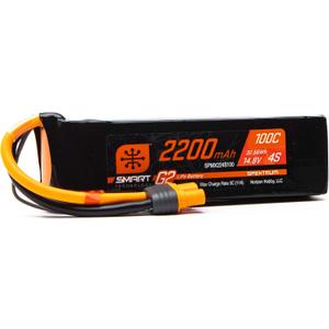 Spektrum 14.8V 2200mAh 4S 100C Smart G2 LiPo Battery: IC3, SPMX224S100,Multi