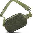 Fleece Belt Bag with Adjustable Strap for Women and Men Crossbody Fanny Bag Bum Bag, Waist Pack for Hiking Workout Sports Travel Khaki Green