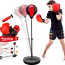 Punching Bag for Kids, 3-12 Adjustable Boxing Equipment with Boxing Gloves, Boxing Set as Boys & Girls Toys Gifts (Black)