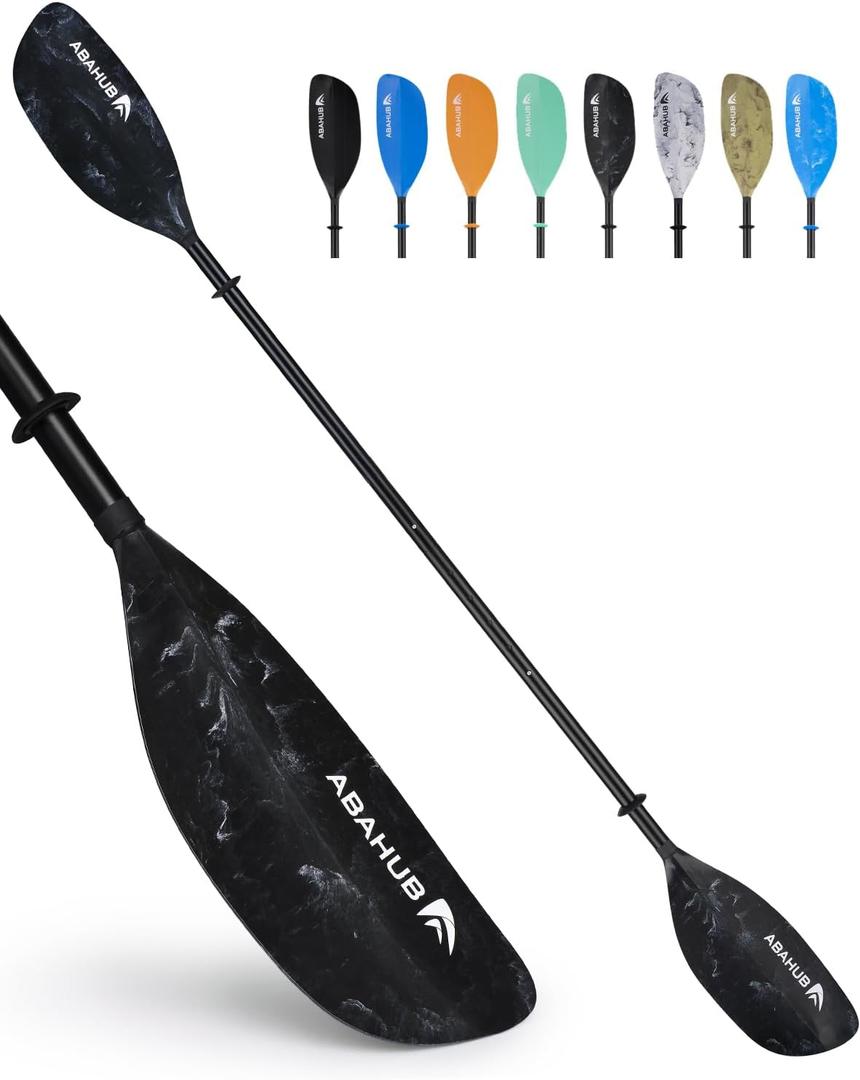 Abahub Adjustable Kayak Paddle 210-230 cm/ 230-250 cm Floating Kayaking Oars Boating Oars Canoeing Oars Black, 82.6''- 90.5''