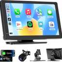 Wireless Carplay Screen for Car, 7" Portable Car Radio with Apple CarPlay & Android Auto, Backup Camera/Mirror Link/GPS/BT 5.0/Voice Control/AUX/FM Satellite Radio for All Vehicles
