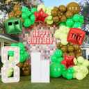 ECEAE 130Pcs Green Balloon Arch Garland Kit with Lime Green Brown Square Star Foil Balloons for Gaming Theme Party Decor, Birthday Party Supplies, Kids' Party Crafts and Decorations