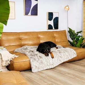 Furhaven Waterproof Throw Blanket for Dogs & Indoor Cats (Extra Large - 60" x 50", (Long Faux Fur) Dirftwood)