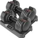 CAP ADJUSTABELL Adjustable Dumbbell Set, Premium Quick Select Adjustable Weights for Home Gym Strength Training, Round, 25 LB Pair, Honeycomb Black Grip Handle