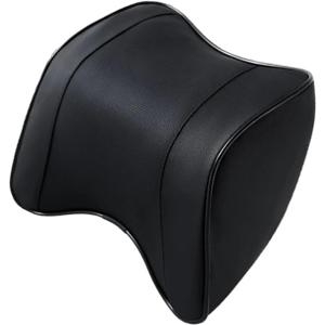 [Replacement] Car Black Neck Pillow Car Headrest Pillow Leather Headrest Pillow Car Head Support Cushion Car Beige Neck Rest Car Accessories (Color : Black)