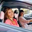 Macarrie 2 Pcs Car Neck Pillow Plush Butterfly Bow Car Headrest Pillow Comfortable Seat Neck Support Cute Head Rest Accessories for Driving Travel Driver Chair Girl Style Interior Decor(Pink)