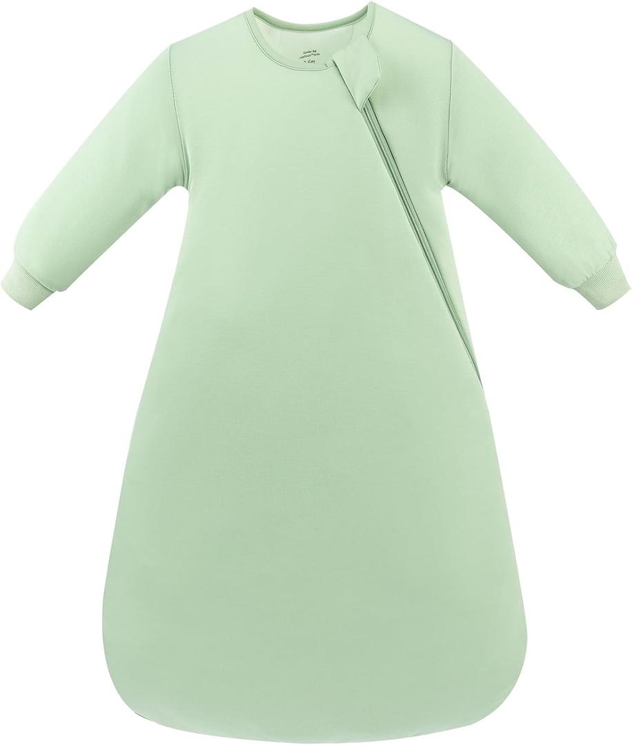 PurComfy Supersoft Baby Premium Bamboo Viscose Long-Sleeve Wearable Sleeping Bag Sack Blanket 1.0 TOG (3-6 Months, Sage)