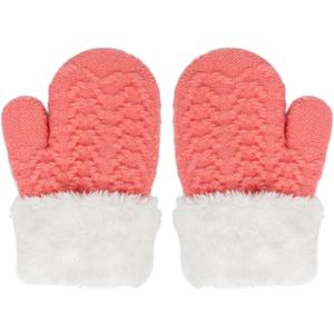 Kids Toddler-Winter-Knit-Mittens Warm Thick Fleece Snow Gloves for Cold Weather Outdoor 2-6Years Boys Girls (Pink)