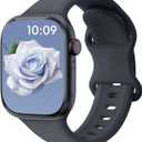 2 x Patenting Sport Silicone Band Compatible with Apple Watch Bands 40mm 38mm 41mm 42mm 44mm 45mm 46mm 49mm Women Men, Waterproof Soft Wrist Strap for iWatch Series 11 10 9 8 7 6 5 4 3 2 1 SE Ultra 2 3 (Midnight Black(#New))