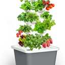 Hydroponics Growing System, 30-Plant Indoor Hydroponic Tower with Timer and Pump System, Plants Germination Kit, Vertical Hydroponic System for Gardening Lover (No Seed), 9.84 inches x 9.84 inches x 33.86 inches