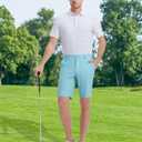 M MAELREG Golf Shorts Men Print Quick Dry 9" Stretch Lightweight Water-Resistant Flex Flat Front Fashion Mens Shorts Casual (Lake Blue Heather Dot)