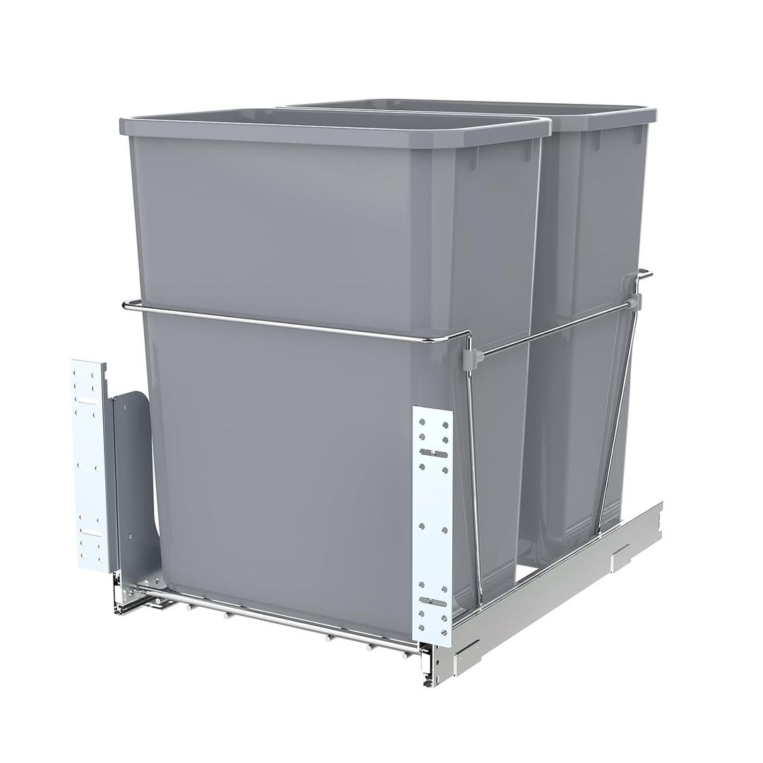 Double Pull-Out Trash Can for Under Kitchen Cabinets Include Double 35QT Trash Bin Doesn't Include Door Fittings, Bottom-Mount Recycling Bin
