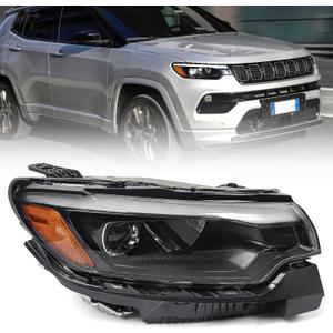 Huray Full LED Headlight for Jeep Compass 2022-2025 [w/DRL] Bi-Function Projector Type OE Head Lamp Replacement (Passenger Side (Right))