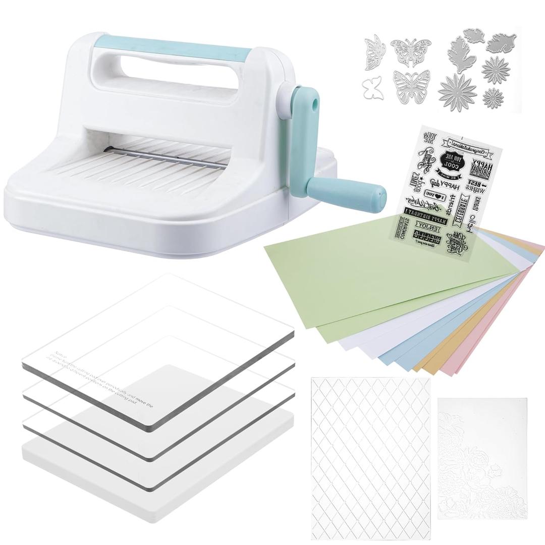 6in Die Cutting Machine, Manual Embossing Machine for Scrapbooking Starter (Blue)