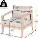 Merax 4 Piece Outdoor Acacia Wood and Wicker Club Chair, Light White Finish with Beige Cushion, Patio Garden Armchair, 4 Chair 