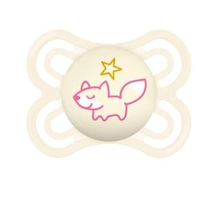MAM Perfect Night Baby Pacifier, Patented Nipple, Glows in The Dark, 1 Pack, 0-6 Months, Girl, Designs May Vary (Shell)