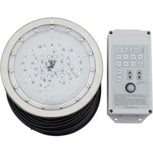 10 Inch LED Multicolor Inground Pool Light  Stainless Steel Housing, 50ft Cord, RGB Controller for Wet Niche