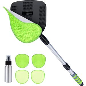 XINDELL Windshield Cleaner Tool  360 Rotating Car Window Cleaning Kit with Extendable Handle, 4 Microfiber Pads, for Auto Windshield, Interior Glass, Trucks, SUVs, RVs, and Home Use (EasyPivot)
