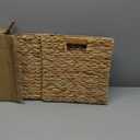 Water Hyacinth Woven Wicker Storage Baskets - 12x12x12inch Set of 2, Foldable Cubes for Shelves, Handwoven Laundry Totes for Bedroom