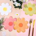 AnyDesign 40Pcs Boho Daisy Paper Plates Disposable Groovy Party Plates 7 In Summer Floral Food Tray Dessert Plate for Wedding Birthday Baby Shower Party Supply