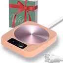 Coffee Mug Cup Warmer Coaster for Coffee Tea Cocoa Milk Food Fruits Candle, Aluminum Metal Panel, Safe Reliable, Pink (4" x 5")