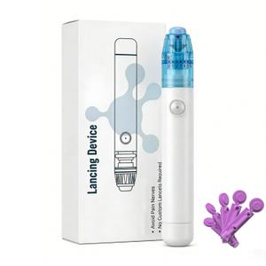 No Prick Pain Lancing Device Pen with 12 Adjustable Depth Settings - lancet device for DNA, and Family Health Testing