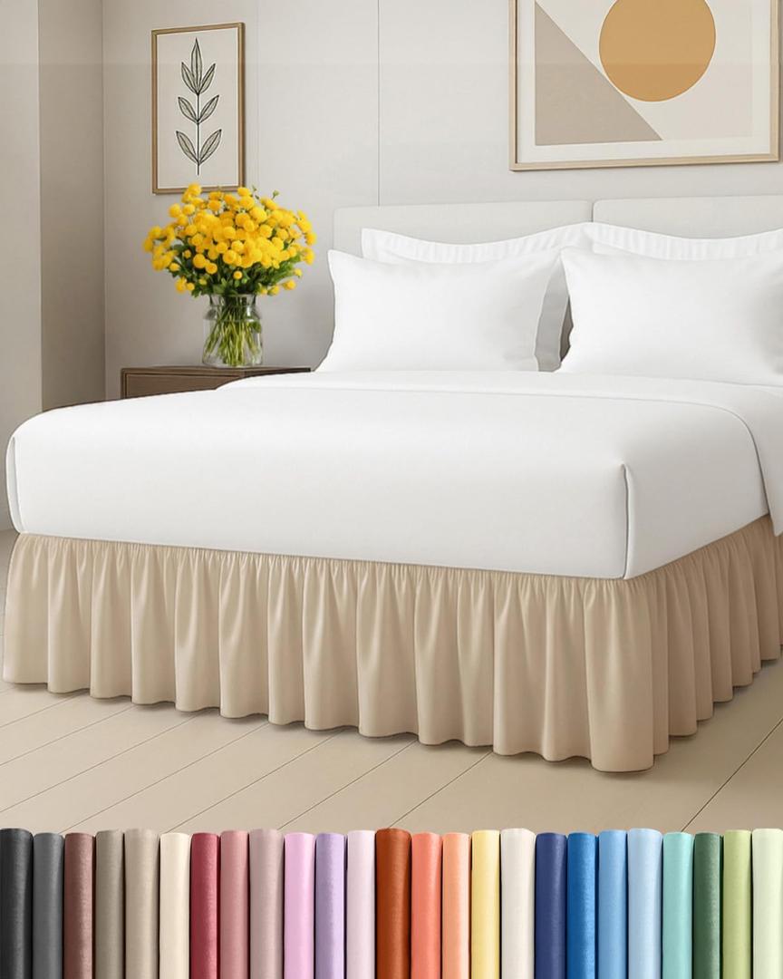 Bedskirt King Size Ruffle - 15 inch Drop Dust Ruffle Bed Skirt with Platform - Ultra-Soft, Easy Fit, Premium Hotel Quality - Wrinkle, Fade & Shrink Resistant - for Women, Men, Kids and Teens - Cream