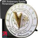 The Metal Foundry Personalized Diamond 60th Large Sundial - Recycled Brass Home Decor Or Garden Present Idea Made in The UK for Parents, Grandparents, Friends, Couples 60 Yr Marriage
