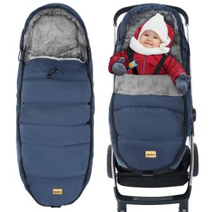 Zooawa Stroller Bunting Bag Universal, Waterproof Baby Stroller Footmuff, Stroller Sleeping Bag for Cold Weather, Extra Thick, Fits 6-36 Months Baby, Dark Blue