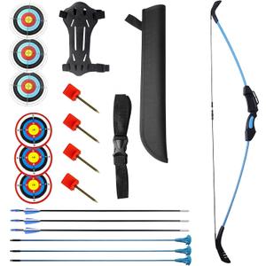 Archery Youth Bow and Arrow Kit Adjustable 13/15/18 LBS Sucker Fiberglass Arrow Bow Set Beginner Shooting Archery Set