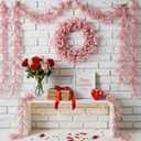 Canlierr 1 Pack 71 Inch Artificial Forsythia Branches Faux Flower Vine Garland Forsythia Flower Hanging Wreath Floral DIY Decoration for Front Door Home Indoor Spring Wedding Easter Decor (Pink)