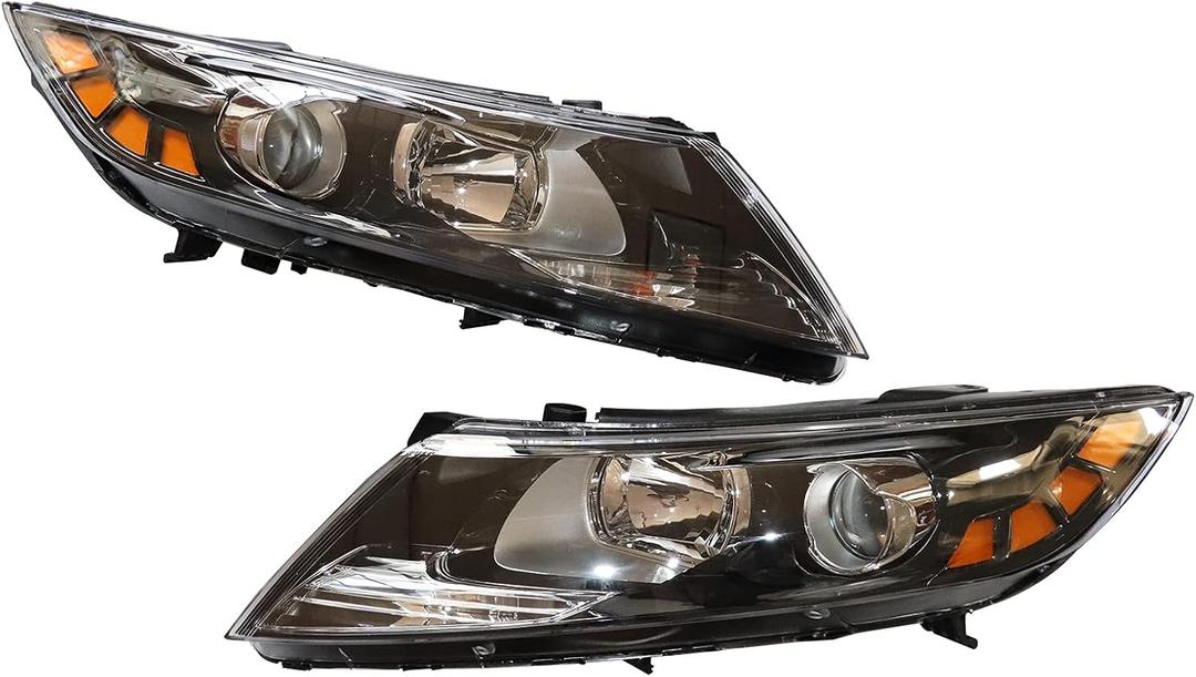 For Kia Optima 2011 2012 2013 Halogen Headlight Assembly, Left Driver Side and Right Passenger Side Front Headlamps Replacement OEM 921012T121, 921022T121, Clear Lens (Pair)