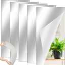 Queekay 5 Pcs Home Gym Mirrors 12" x 24" Acrylic Wall Mirror Tiles 2mm Thick Self Adhesive Mirror Sheets Frameless Wall Mounted Mirror Stickers Decor for Workout Bedroom Ceiling