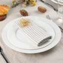 Plain Striped Cotton Linen Blended Dinner Cloth Napkins - Set of 12 (40 x 30 cm) - for Events & Home Use (Beige)