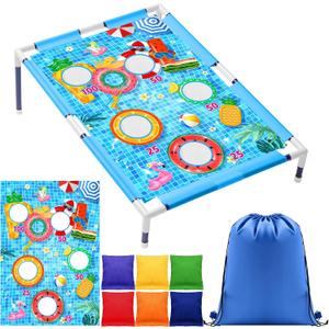 VioraWhite Summer Bean Bag Toss Game for Kids Outdoor Portable Cornhole Toys Set with 6 Bean Bags Family Party Games for Adult Boys Girls Indoor Camping Toddler Gift