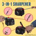 3-In-1 ELECTRIC KNIFE SHARPENER SYSTEM by PREMIUS, Great for Kitchen and Sport Knives, Scissors, Screwdrivers, 2-Stage Sharpening System Appliance, Compact Quick, Easy Design, Retractable Cord, Black